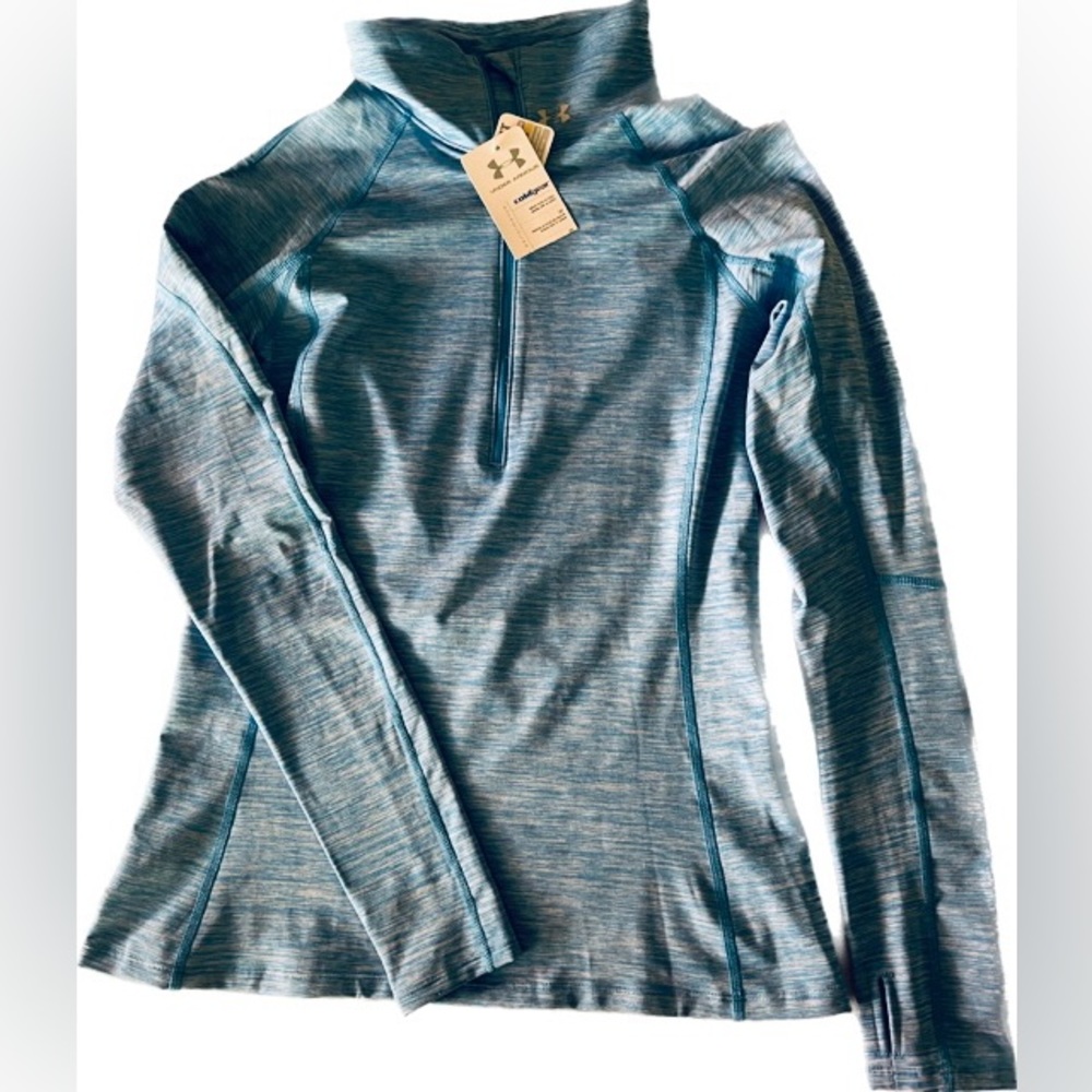 NWT- Under Armour Coldgear blue Heather Double Knit sweater